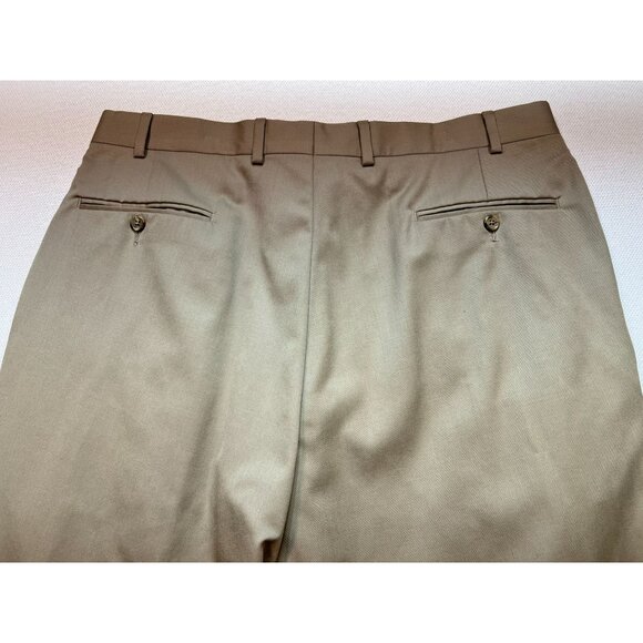 Nordstrom Men's Wool Pleated Dress Pants Straight Leg Size 38R Beige Stretch - Picture 7 of 8